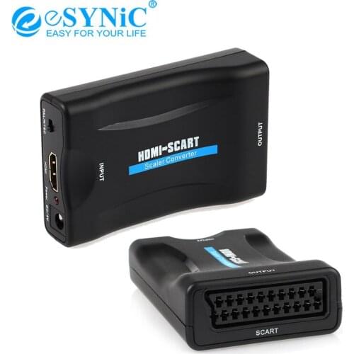 ESYNiC 1080P HDMI to SCART Converter Digital HDMI Video & Audio Signal to Composite Video HD Stereo Audio Adapter for Xbox PS3