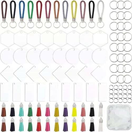 40GB Acrylic Keychain Blanks 144Pcs Clear Keychains Including 4 Shapes 32pcs Acrylic Blanks 32pcs Key Rings 24pcs Key Chain for