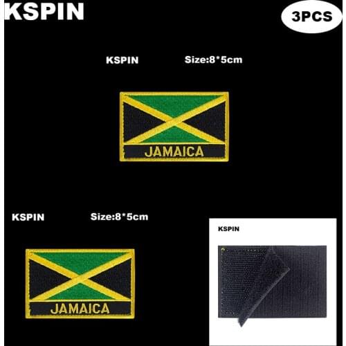 Rectangle National Flag Patch Hook Loop Jamaica Badges Armband 3D Stick on Jacket Backpack Stickers