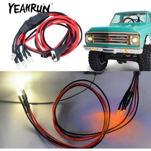 YEAHRUN 1/24 RC Model Car Front Lamp LED Headlight Bumper Light Set Axial SCX24 AXI00001 1/24 RC Crawler Car Upgrade parts