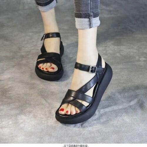 2021 Summer Shoes Women Retro Womens Beach Sandals Round Head Slope Comfortable Lightweight Sandals Womens Casual Shoes