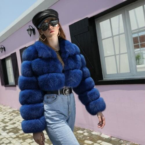 Genuine Fox Fur Coat Fashion Winter Outwear Luxury Fox Fur Coat Furry Fox fur Jacket for lady
