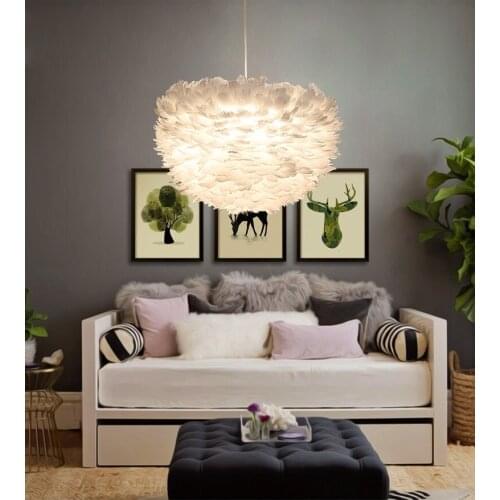 Modern Brief White LED E27 PVC Feather Pendant Light Hanging Droplight Suspension Luminaires for Bedroom Restaurant Decoration