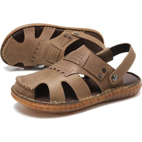 Sport Sandals Leather Wide Comfort Summer Non Slip Outdoor Athletic Beach Shoes Hiking Closed Toe Outdoor Fisherman