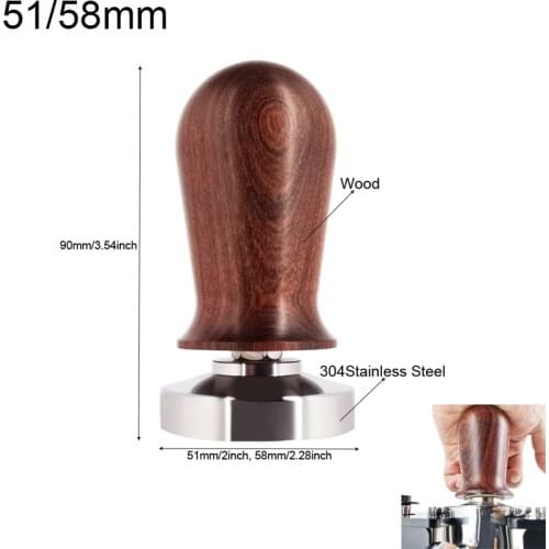 Stainless Steel Coffee Tamper coffee pressure powder hammer pressure bar Coffee Tamper Wooden Handle 51MM