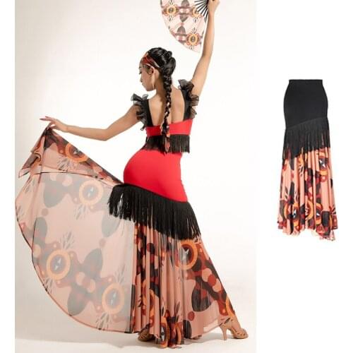 Latin Dance Skirt Female Bullfighting Practice Skirt Professional Latin Competition Performance Clothing Rumba Costume DWY5846