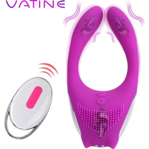 VATINE 12 Speed Delay Ejaculation Erotic Dual Vibration Cock Ring Vibrating Penis Ring Sex Toys for Men Adult Products