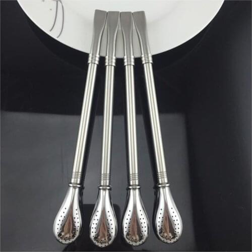 Yerba Mate Straw Gourd Bombilla Filter Spoons Reusable Metal Pro Tea Tools Stainless Steel Drinking Straw With Cleaning Brush