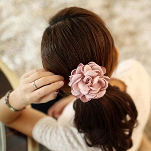 Women Hair Rope Artificial Flower Headdress Hair Accessories For Girls Pure Color Cute Party Headware 4 Color High Quality