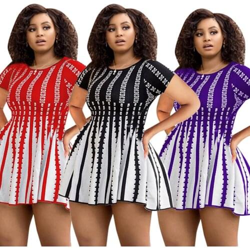 Women Dresses Summer 2021 Wholesale Clothing Striped Tie Dye Print Casual Sweet Fashion Streetwear Mini Dress Party Dropshipping