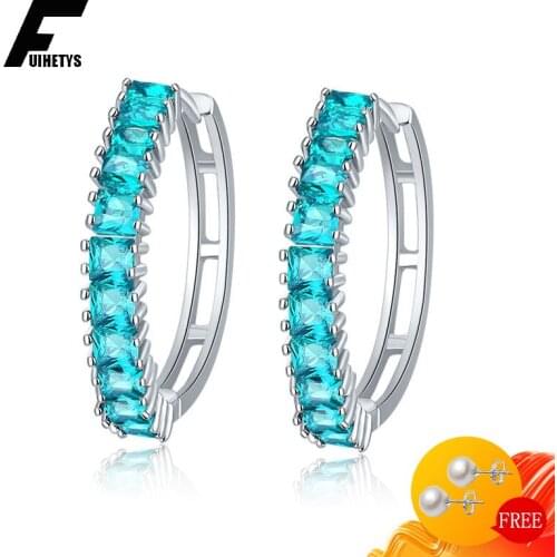 Fashion Earrings 925 Silver Jewelry Sapphire Zircon Gemstone Drop Earring for Women Wedding Engagement Party Accessory Wholesale