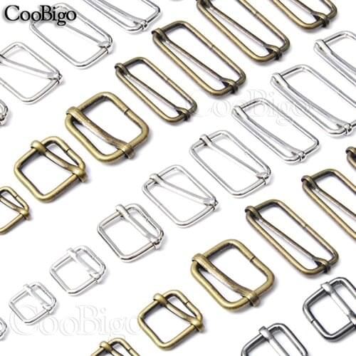 10pcs/pack Metal Slides Tri-Glides Wire-Formed Roller Pin Buckles Strap Slider Bag Band Rectangle Adjuster Belt Buckles