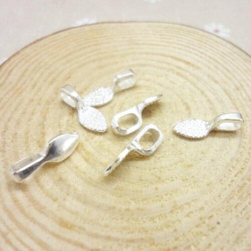 180pcs free shipping pendant clips and fasteners pendant shiny silver Tone Glue on Bail leaf markings jewelry findingsDIY Jewely