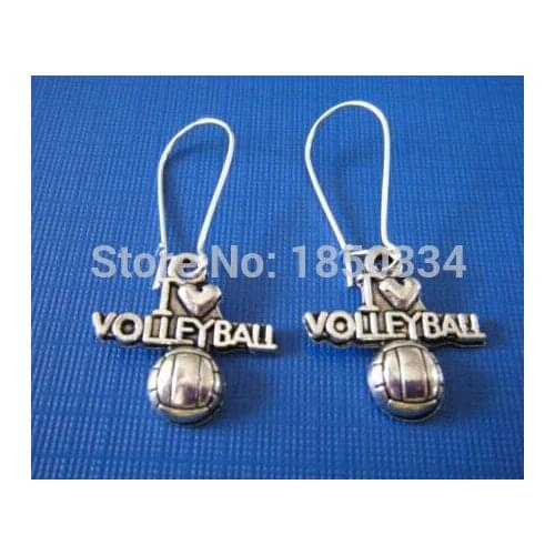 20Pair Fashion I LOVE VOLLEYBALL Charms Dangle Earrings For Women With Gift Box DIY Findings Jewelry Z89