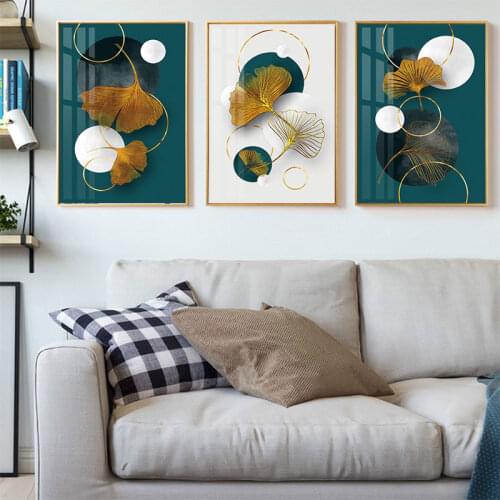 Abstract Multicolor Ginkgo Leaves 3 pcs set Diamond Painting full Square Round Drill 5d diy mosaic diamond Embroidery Triptych