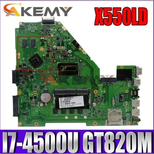 Akemy X550LD Laptop motherboard for ASUS VivoBook X550LD X550LC X550LN X550L mainboard DDR3L 4GB-RAM I7-4500U GT820M LVDS