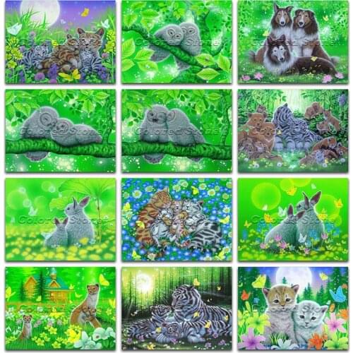 New Diamond painting Animals Cat owl dog rabbit Mongoose 5D DIY Full Square Drill embroidery Cross stitch 3D mosaic Drawing 1073