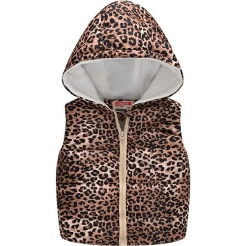 Toddler baby girls boys Waistcoats Coats Sleeveless Hooded Jackets Vest Leopard Warm Outerwear Tops winter clothes for kids CM