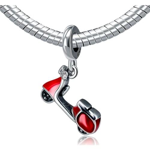 Authentic Glazed Mini Motobike Pendant Bead 925 Sterling Silver Charm Beads Fit DIY Bracelets & Bangles Jewelry