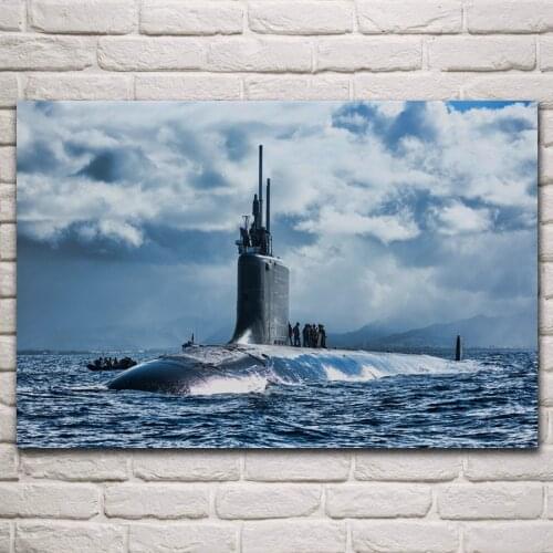 Chicago ssn 721 American submarine navy army military sea artwork living room home wall art decor wood frame fabric poster KN701
