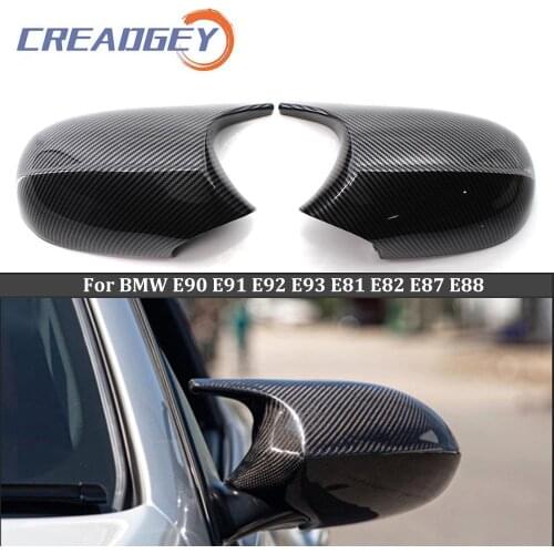 Creadgey Rearview Mirror Covers For BMW 3 Series E90 E91 LCI facelift 2008-2012 Carbon Fiber Gloss Black Cover Cap Car Styling