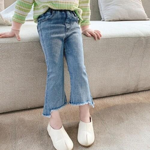 Baby Girls Cowboy Bell-Bottomed Pants Kids Cotton Casual Flared Jeans Children Trousers Clothes Girls Flare Pants 2-10 Year