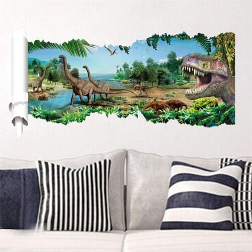 Dinosaur Forest Wall Stickers Children gift Self-adhesive Removable PVC Mural For Boys Room Bedroom Living Room Decor Wallpaper