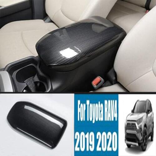 DNHFC Central handrail decorative carbon fiber style decorative cover for Toyota RAV4 RAV-4 XA50 2019 2020