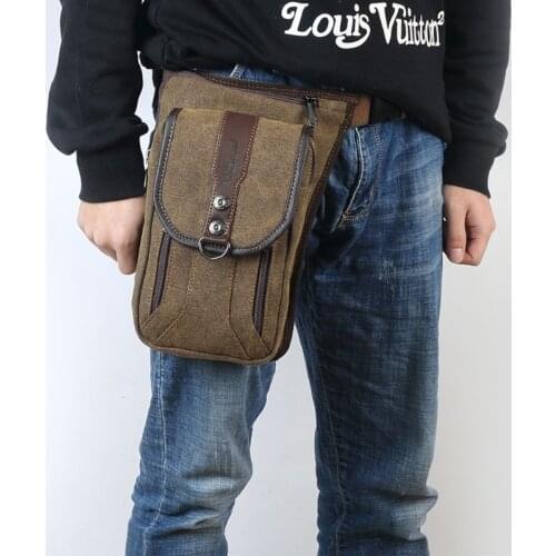 Canvas Drop Leg Bag Outdoor Waist Pack for Men Women Military Motorcycle Bike Cycling Multi-Pocket Fanny Pouch Men