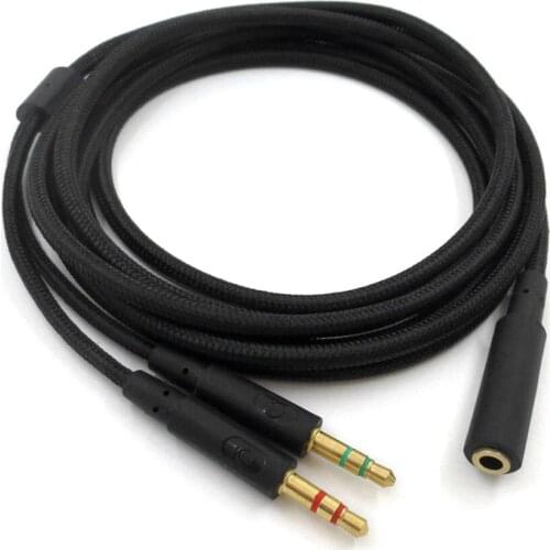 2020 New Replacement 3.5mm Universal 2 in 1 Gaming Headset Audio- Extend Cable For HyperX Cloud II/Alpha-/Cloud Flight/Core Head