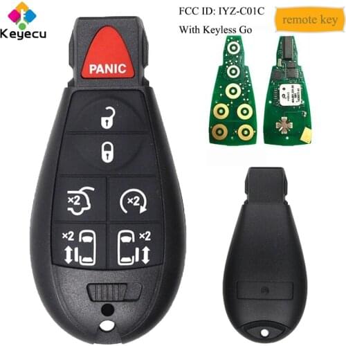 KEYECU Keyless Go Smart Remote Control Car Key With 7 Buttons 433MHz for Chrysler Town & Country 2008 - 2016, 05026590 IYZ-C01C