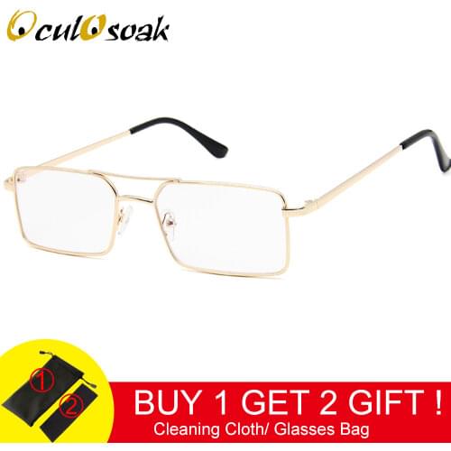 Square Glasses Frame Women Men Brand Vintage Optical Clear Glasses Alloy Eyeglasses Armacao De Oculos Fake Points 2019
