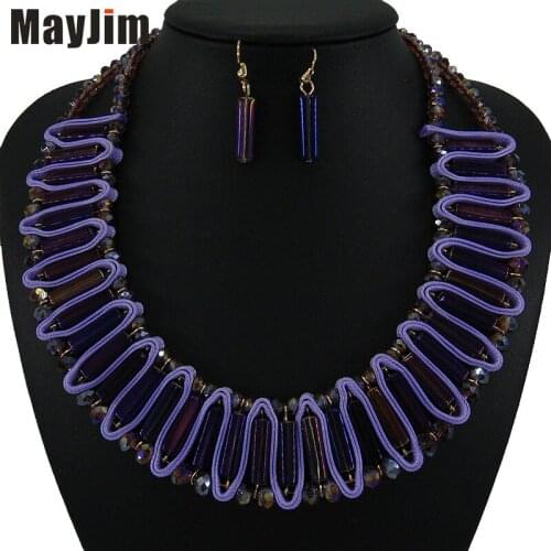 MayJim New Statement 2019 fashion jewelry sets Handmade gold bead chain yellow african nigerian crystal dubai jewelry sets