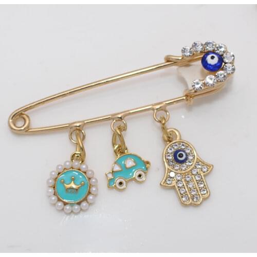 Muslim hamsa hand of fatima brooch Turkish evil eye baby pin