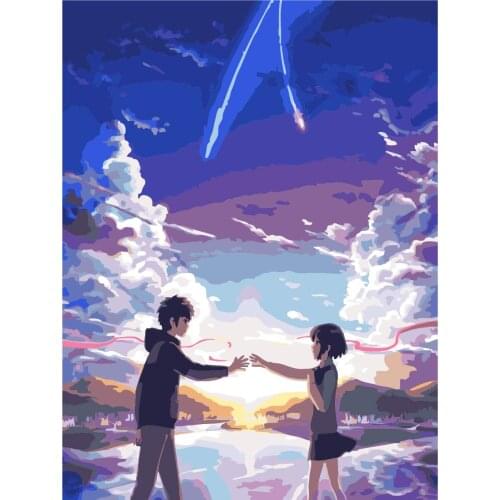 Painting By Numbers DIY Cartoon Your name is anime Handmade Gift Paint By Number Canvas Kits Figure Acrylic Paint Decoration