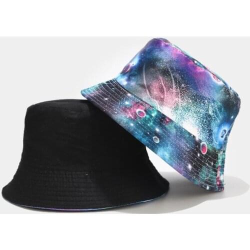 2020 Two Side Reversible Out space Planet Bucket Hats The Milky Way Caps Women Men bob hat hip hop Spring outdoor sun hat