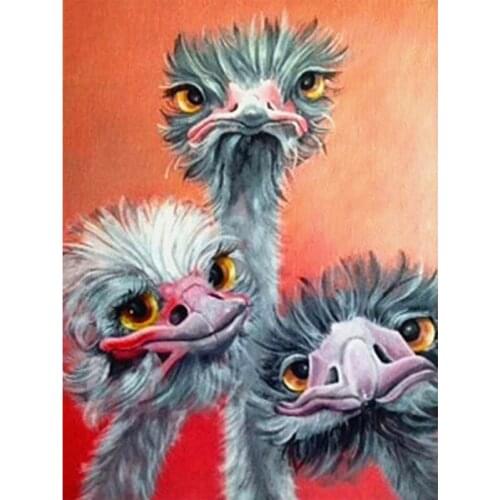 Full Square/round Rhinestone cartoon ostrich Picture Diamond Embroidery Animal Mosaic Diamond Painting Cross Stitch WG1042