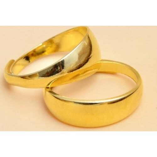 Simple Jewelry Sets Yellow Gold Filled Openable Glossy Couple Rings