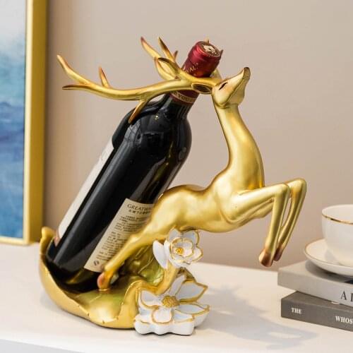Nordic home decoration accessories for living room deer statue Creative wine rack Wine cabinet sculpture resin statue