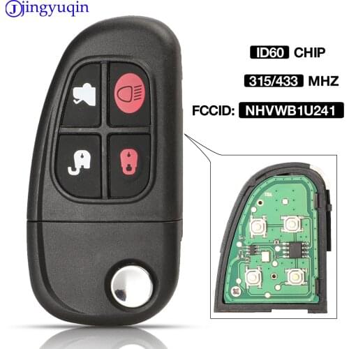 Jingyuqin 4 Buttons Flip Folding 433mhz 4D60 Chip Remote Control Car Key Fob Replacement For Jaguar X-Type S-Type XJ XK Type