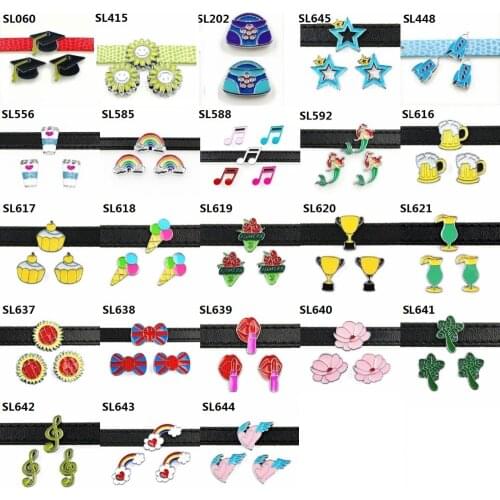 Slide Charms Jewelry Finding Fit 8mm Wristband Pet Collar Key Chain 24 Options Wholesale 5pcs/lot Internal Dia.8mm