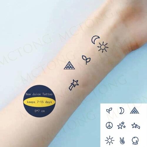 Juice Tatto Ins Minimalist Moon Sun Flower Body Art Ink Blue Waterproof Temporary Tattoo Sticker for Men Women Kids