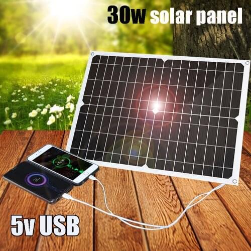 Solar panel 12v 5v Dual USB 30w flexible solar cell battery charger photovoltaic home system for car boat cellphone powerbank
