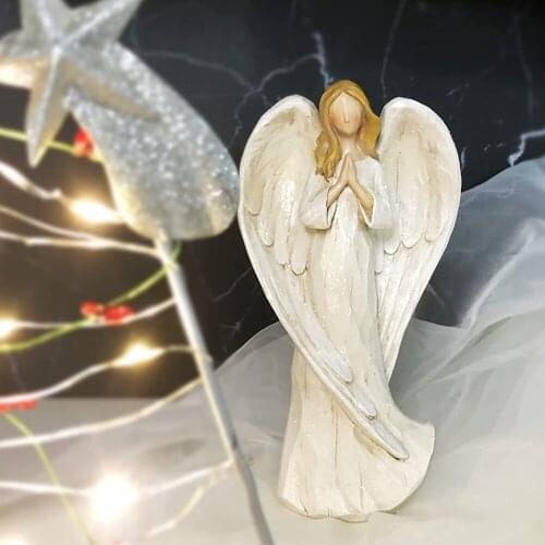 European White Angel Figurine Statue Resin Modern Artist Home Decoration Hall Bookcase Sculpture Wedding Decor Gift