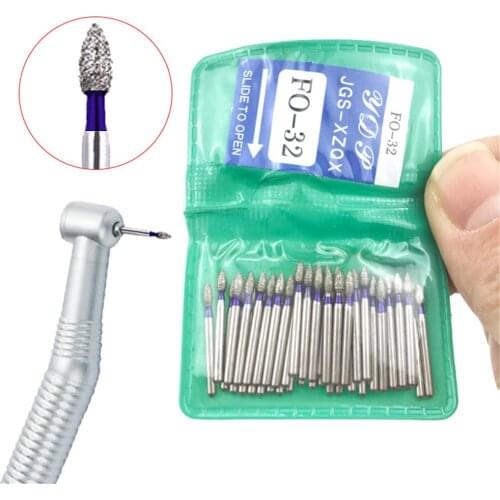 50pcs EX Series FO32 Dental Diamond FG High Speed Burs for Polishing Smoothing tooth