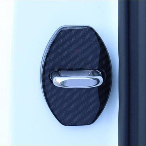 Carbon fiber Door Lock Buckle Protection Protective Cover trim For skoda kodiaq accessories 2017 2018 2019 2020