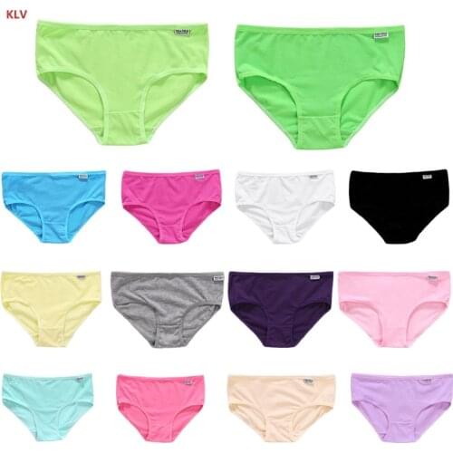 KLV Womens Girls Cotton Underwear Brief Solid Panties Breathable Underpants L Size