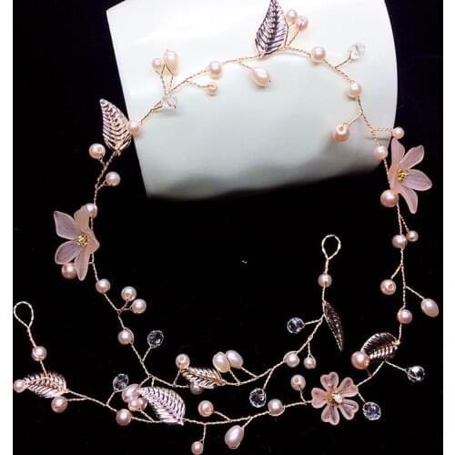 Pink blue flowers new princess hairband sweet Korean wedding yarn headband Bride headdress