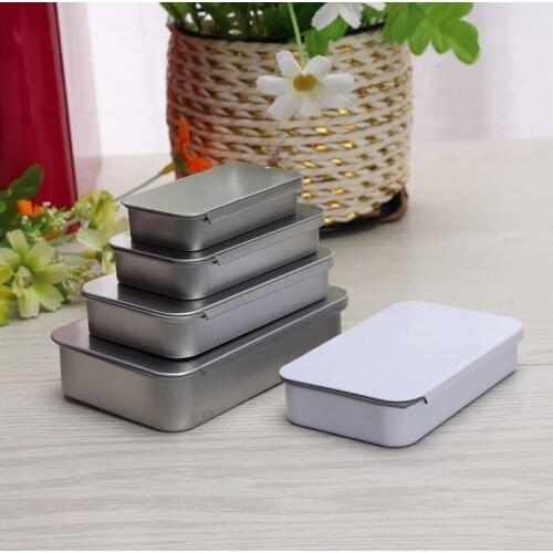 6 pcs/lot Tinplate Rectangle Push-pull Tin Box 92x60x20mm Mint Gum Packaging Tin Box U Disk Lighter Portable Small Storage Box