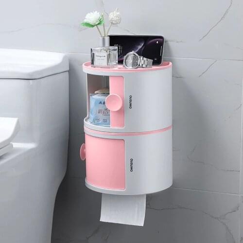 1pc Tissue Box Makeup Storage Rack Punch-free Hanging Wall Toilet Organizer Holder Home Bathroom Waterproof Paper Towel Holder